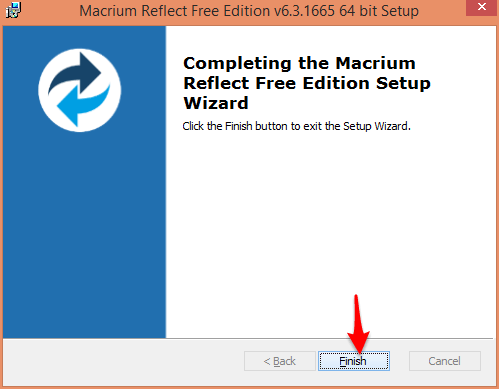Установка Macrium Reflect Free завершена Установка Macrium Reflect Free завершена